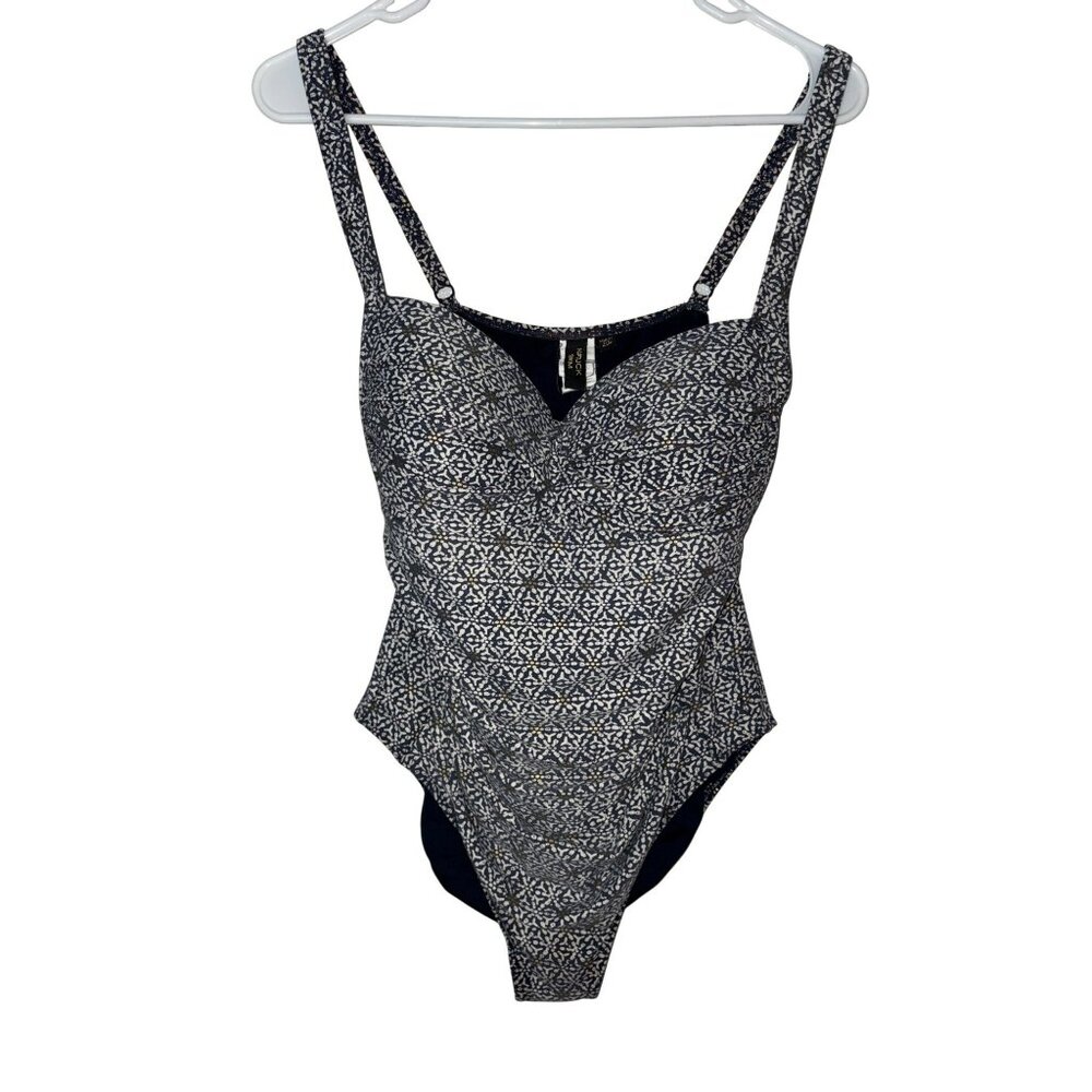 Niptuck Nautical Foil Printed  Joanne One-Piece Swimsuit Multi-Fit Cup US 10
